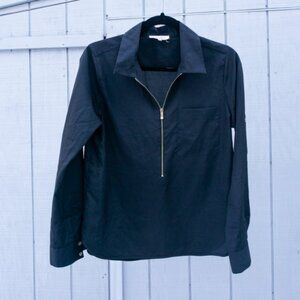 Calvin Klein Black Shirt S Silk Business Casual Work 3/4 sleeve Top